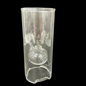 Classic Vtg Wolford Oil Lamp 9" Hand Blown Art Clear Glass Scandinavian Design